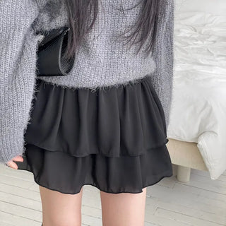 Shina Mood Chiffon Frill Cancan Back Banding Skirt Pants