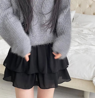 Shina Mood Chiffon Frill Cancan Back Banding Skirt Pants