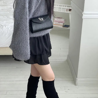 Shina Mood Chiffon Frill Cancan Back Banding Skirt Pants