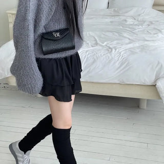Shina Mood Chiffon Frill Cancan Back Banding Skirt Pants