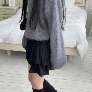 Shina Mood Chiffon Frill Cancan Back Banding Skirt Pants