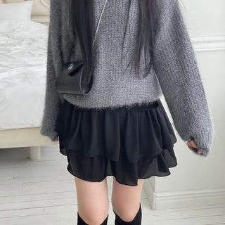 Shina Mood Chiffon Frill Cancan Back Banding Skirt Pants