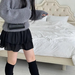 Shina Mood Chiffon Frill Cancan Back Banding Skirt Pants