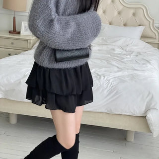 Shina Mood Chiffon Frill Cancan Back Banding Skirt Pants