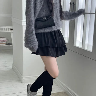 Shina Mood Chiffon Frill Cancan Back Banding Skirt Pants