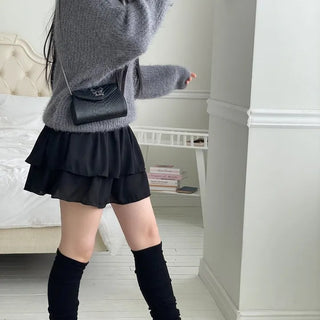 Shina Mood Chiffon Frill Cancan Back Banding Skirt Pants