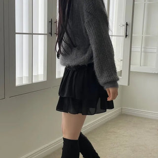 Shina Mood Chiffon Frill Cancan Back Banding Skirt Pants