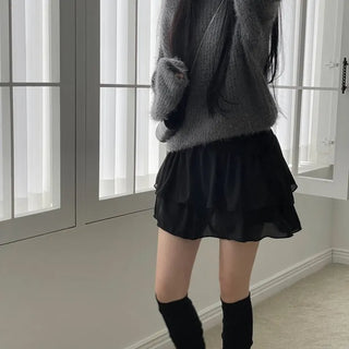 Shina Mood Chiffon Frill Cancan Back Banding Skirt Pants