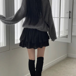 Shina Mood Chiffon Frill Cancan Back Banding Skirt Pants