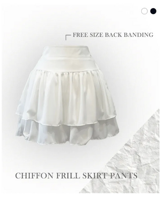 Shina Mood Chiffon Frill Cancan Back Banding Skirt Pants