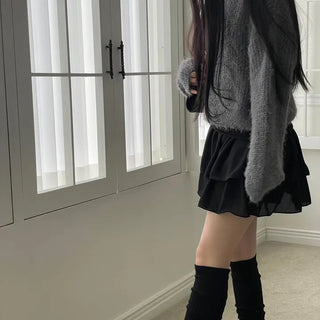 Shina Mood Chiffon Frill Cancan Back Banding Skirt Pants