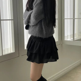 Shina Mood Chiffon Frill Cancan Back Banding Skirt Pants