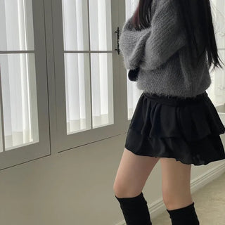 Shina Mood Chiffon Frill Cancan Back Banding Skirt Pants