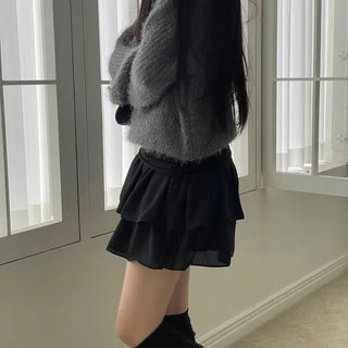 Shina Mood Chiffon Frill Cancan Back Banding Skirt Pants