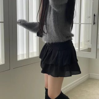 Shina Mood Chiffon Frill Cancan Back Banding Skirt Pants