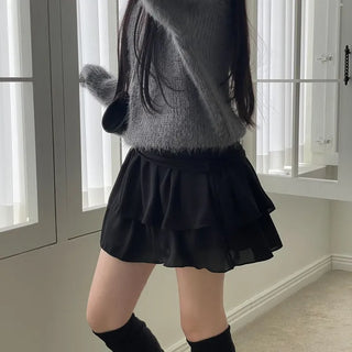 Shina Mood Chiffon Frill Cancan Back Banding Skirt Pants