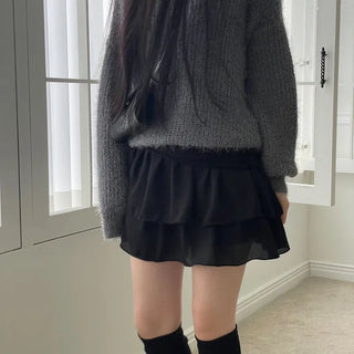 Shina Mood Chiffon Frill Cancan Back Banding Skirt Pants