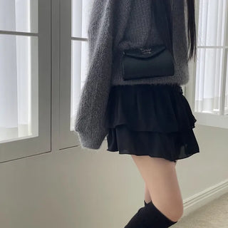 Shina Mood Chiffon Frill Cancan Back Banding Skirt Pants