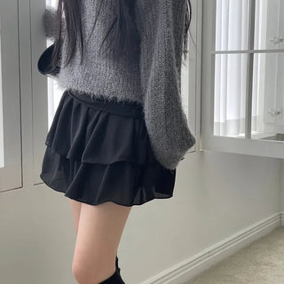 Shina Mood Chiffon Frill Cancan Back Banding Skirt Pants