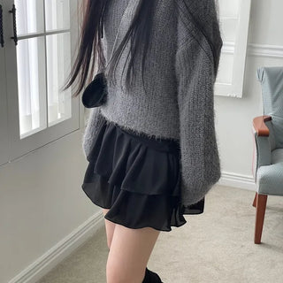 Shina Mood Chiffon Frill Cancan Back Banding Skirt Pants