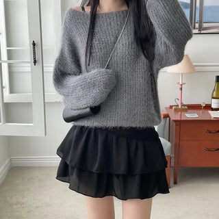 Shina Mood Chiffon Frill Cancan Back Banding Skirt Pants