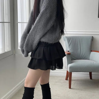 Shina Mood Chiffon Frill Cancan Back Banding Skirt Pants