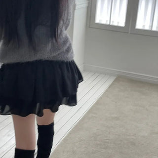 Shina Mood Chiffon Frill Cancan Back Banding Skirt Pants