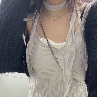 Maybin wrinkle chiffon muffler bustier adjustable strap mini one-piece set