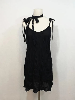 Maybin wrinkle chiffon muffler bustier adjustable strap mini one-piece set