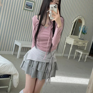 Tamago Frill Vintage Banding Cancan Mini Skirt