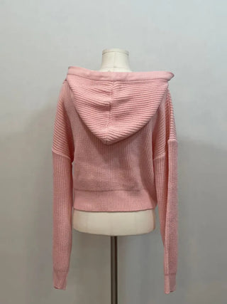 Shigo Yerifit Ribbon Hooded Loose Knit Button Cardigan