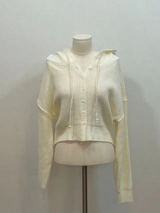 Shigo Yerifit Ribbon Hooded Loose Knit Button Cardigan