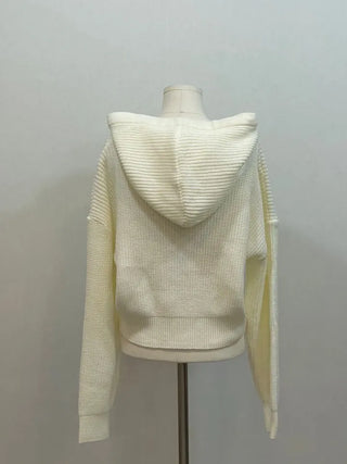Shigo Yerifit Ribbon Hooded Loose Knit Button Cardigan