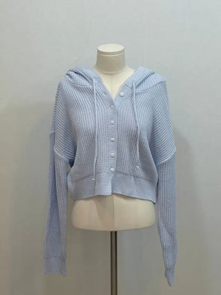Shigo Yerifit Ribbon Hooded Loose Knit Button Cardigan