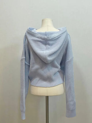 Shigo Yerifit Ribbon Hooded Loose Knit Button Cardigan