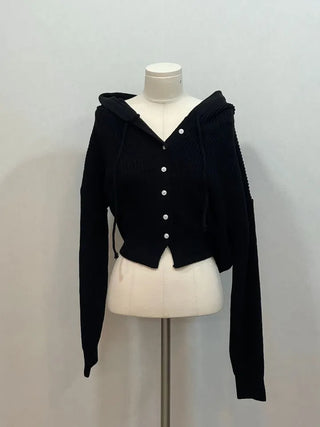 Shigo Yerifit Ribbon Hooded Loose Knit Button Cardigan
