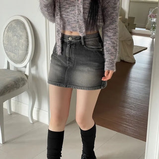 Set  Color Mix Muffler Loose Fit Knit Set