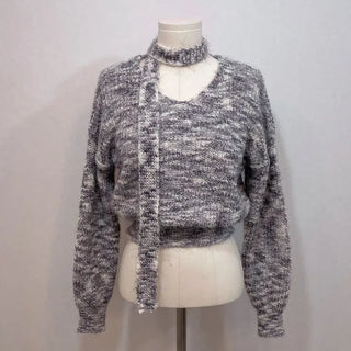 Set  Color Mix Muffler Loose Fit Knit Set