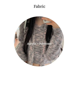 Set  Color Mix Muffler Loose Fit Knit Set