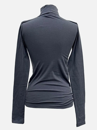 Shitori ribbon muffler cut slim fit fleece polo long sleeve t-shirt