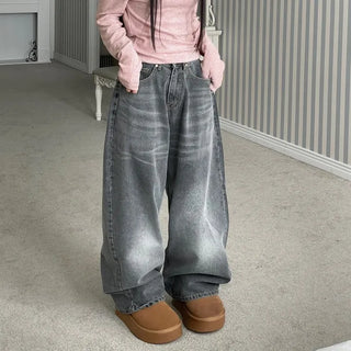 Melt waist banding wide mega loose fit denim pants