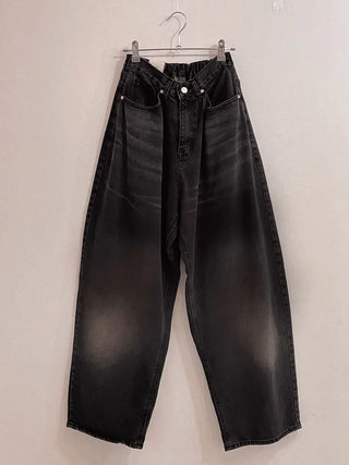 Melt waist banding wide mega loose fit denim pants