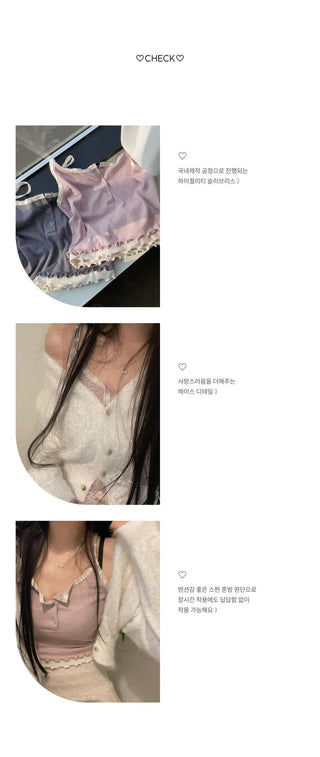 Earrings wave layered button lace sleeveless nasi