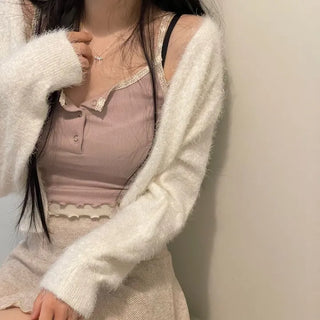 Earrings wave layered button lace sleeveless nasi