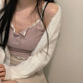 Earrings wave layered button lace sleeveless nasi