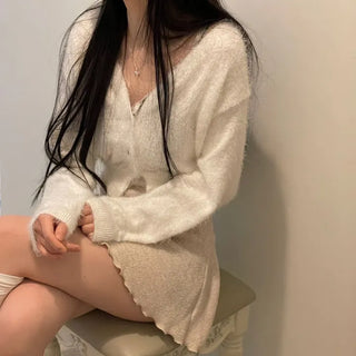 Earrings wave layered button lace sleeveless nasi