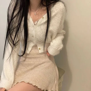 Earrings wave layered button lace sleeveless nasi