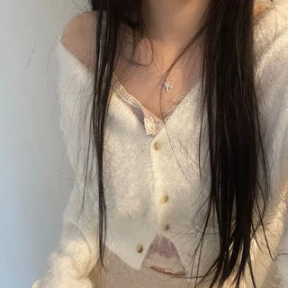 Earrings wave layered button lace sleeveless nasi