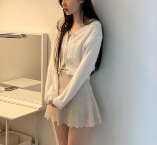 Earrings wave layered button lace sleeveless nasi