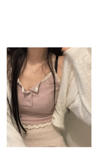 Earrings wave layered button lace sleeveless nasi